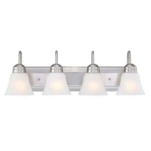 Avex 4-Light Brushed Nickel Wall Sconce with Frosted Glass Shade