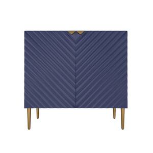 2-Door V-Shaped Pattern Accent Storage Cabinets in Blue