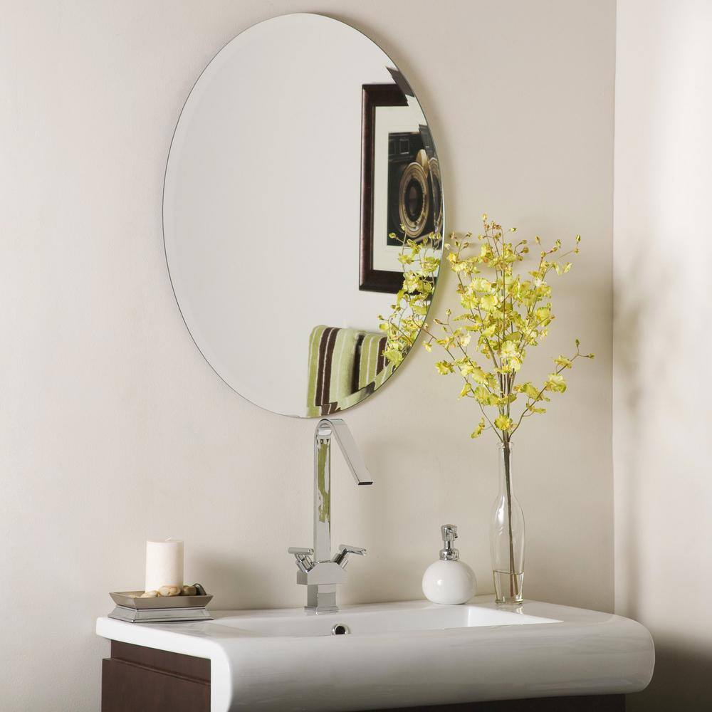 Elegant Oval 22" x 39" Frameless Polished Wall Mirror with Beveled Edge
