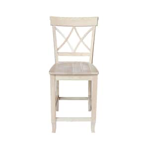 24 in. Lacy Unfinished Solid Wood Counter Height Stool with Wood Seat
