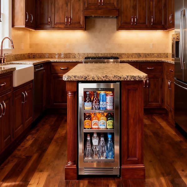 15 in. 100 (12 oz.) Cans Beverage Cooler Refrigerator Soda Drink Mini Fridge Built-in or Freestanding Frost-Free