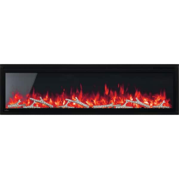Entice 60 in. Wall-Hanging, Wall Mount Electric Fireplace in Black