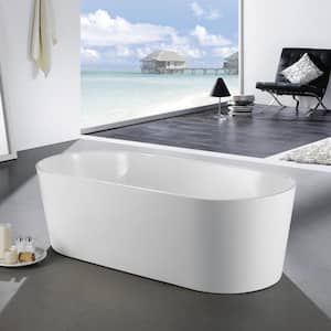 Chloe 59 in. Acrylic Faltbottom Freestanding Bathtub in White