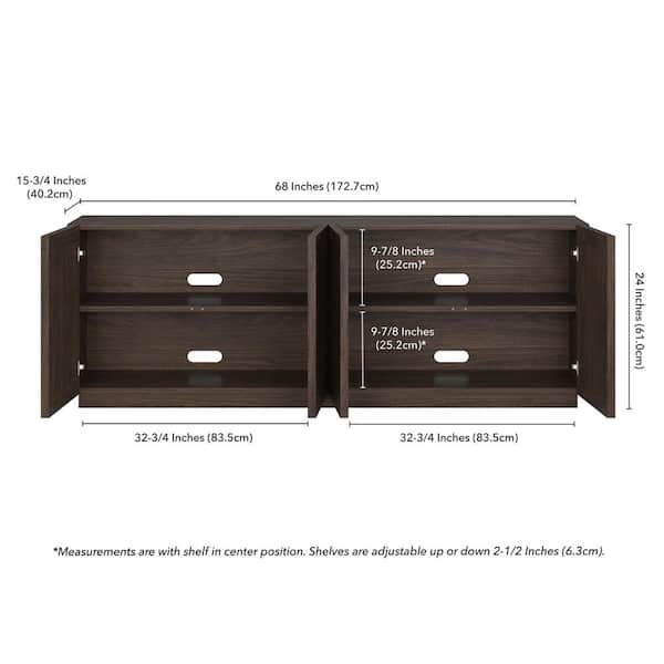 woody press（TH2）32BRN Alderbrook 65in Walnut And Black Credenza | Whalen Furniture