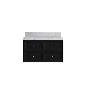 Roswell 36 in. Single Sink Freestanding Black Bath Vanity with Venatino Qt. Top Unassembled