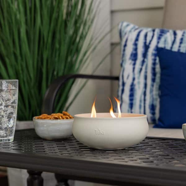 TIKI 7 Inch Diameter Ceramic Concrete Bowl White 1423120 TIKI 7 Inch Diameter Ceramic Concrete Bowl White 1423120
