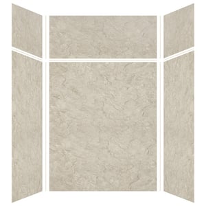 Expressions 48 in. x 60 in. x 96 in. 4-Piece Easy Up Adhesive Alcove Shower Wall Surround in Sea Fog