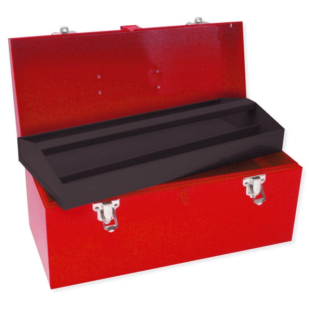 16 Portable Steel Heavy-duty Tool Box 18-Gauge with Metal Latch and Handle  Red