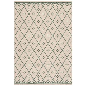 Courtyard Beige/Green 4 ft. x 6 ft. Tribal Diamond Indoor/Outdoor Patio  Area Rug