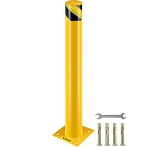 Safety Bollard Post, Safety Barrier Bollard 36 in. H x 4.5 in. D Yellow Safety Barrier with 4 Free Anchor Bolts
