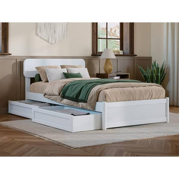 AFI Capri White Solid Wood Frame Twin XL Platform Bed with Panel ...