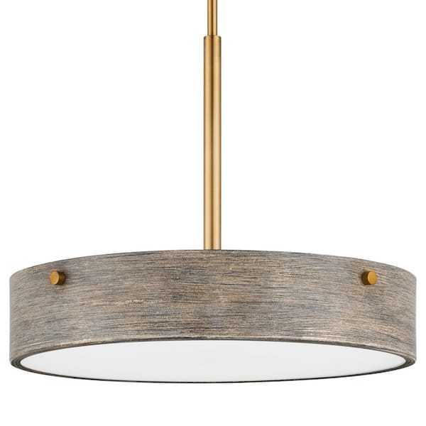 Huntmoor 60-Watt 4-Light Old Satin Brass Industrial Pendant Light with Etched White Diffuser and No Bulbs Included