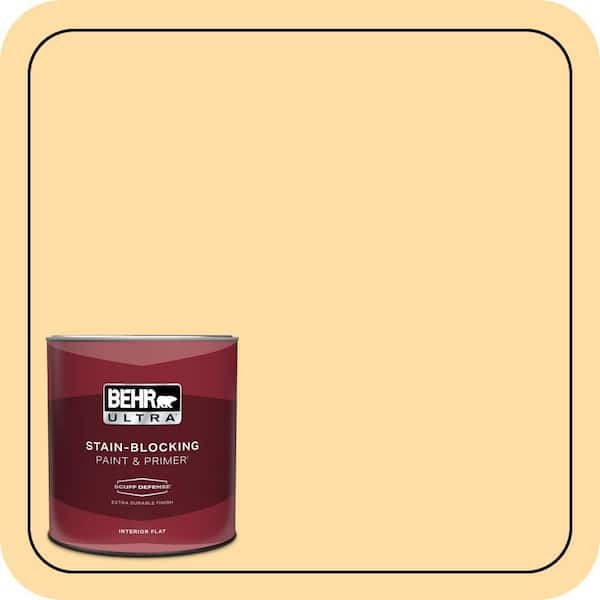 BEHR ULTRA 1 qt. #300A-3 Melted Butter Extra Durable Flat Interior Paint & Primer