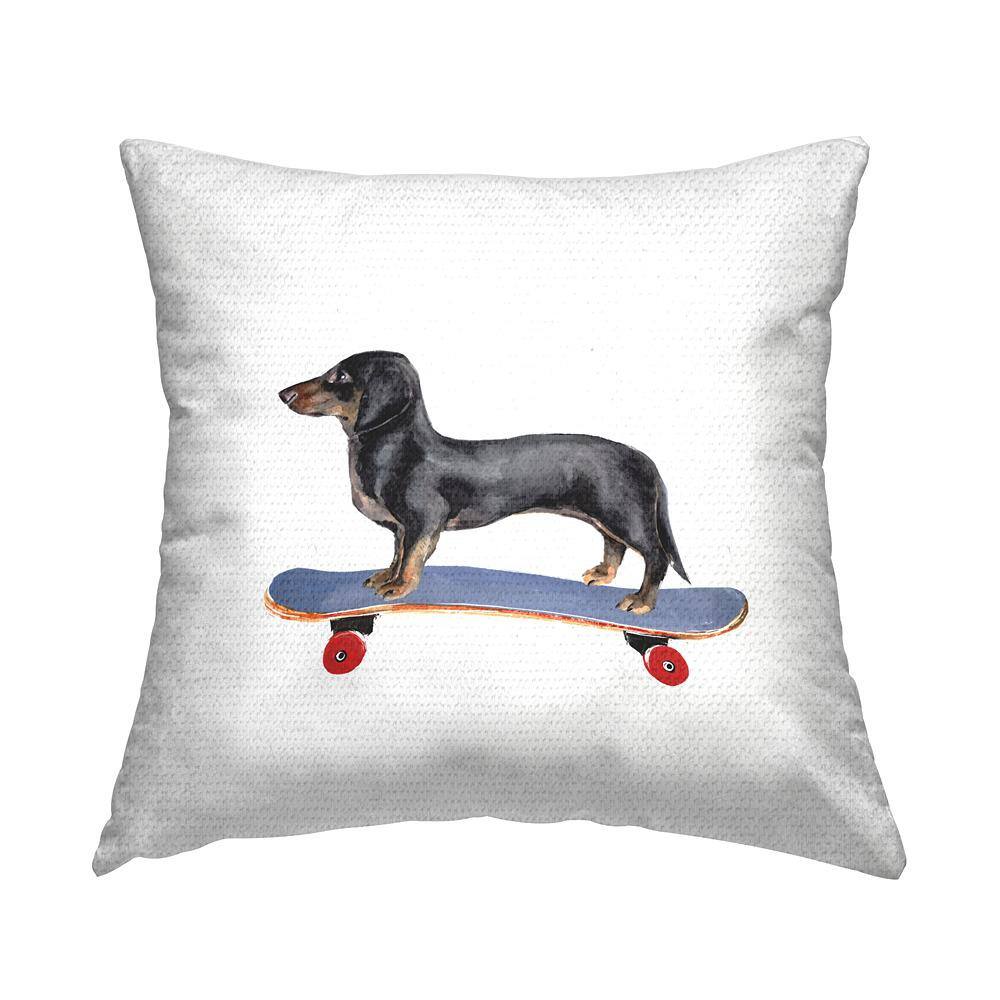 Stupell Industries Dachshund Pet Dog on Blue Skateboard Multi