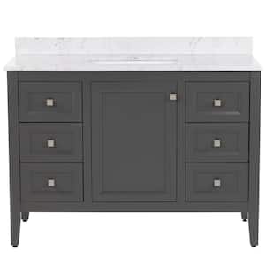Darcy 49 in. W x 22 in. D x 39 in. H Single Sink Freestanding Bath Vanity in Shale Gray with Lunar Cultured Marble Top