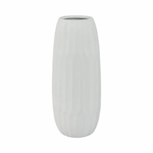 Liv & Skye 14 in. White Ceramic Novelty Design Decorative Vase