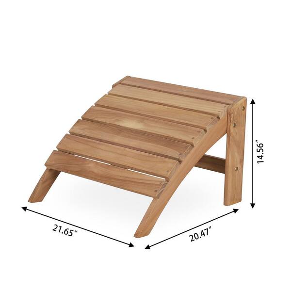 Teak Wood Adirondack Chair with Footrest, Wide Armrest