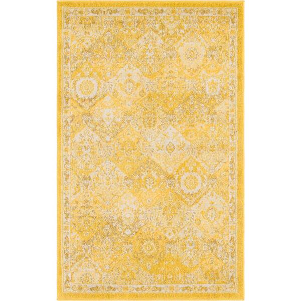 Unique Loom Penrose Blake Yellow 3 ft. 3 in. x 5 ft. 3 in. Area Rug 3143427