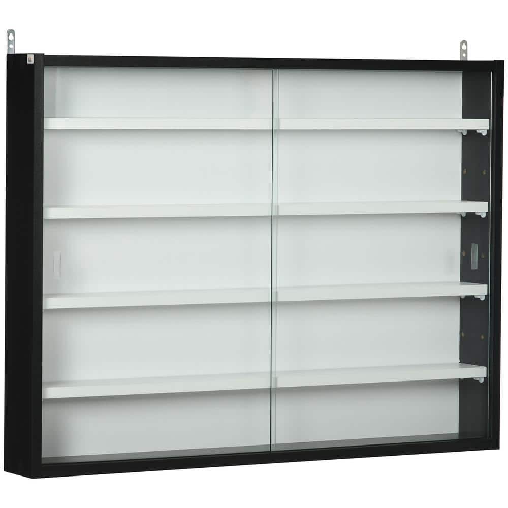Black 31.5 in. W x 23.5 in. H 5-Tier Wall-Mounted Composite Decorative Box 