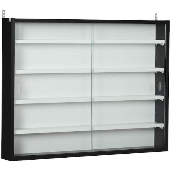 Unbranded Black 31.5 in. W x 23.5 in. H 5-Tier Wall-Mounted Composite Decorative Box with 2-Doors