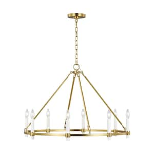 Marston 32.75 in. W x 23.75 in. H 8-Light Burnished Brass Indoor Dimmable Large Chandelier with No Bulbs Included