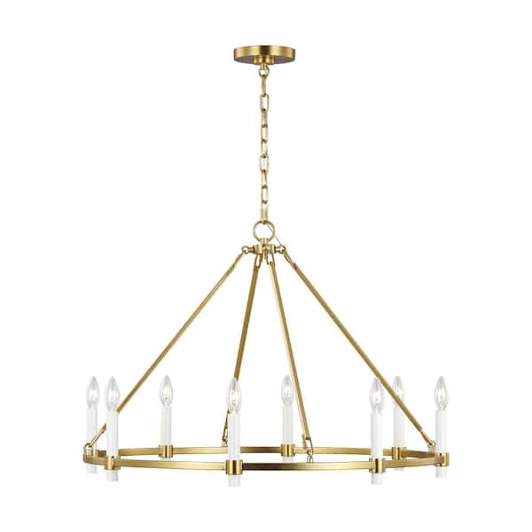 Generation Lighting Marston 32.75 in. W x 23.75 in. H 8-Light Burnished Brass Indoor Dimmable Large Chandelier with No Bulbs Included