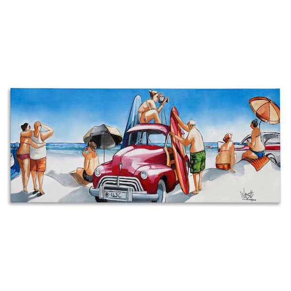 Stupell Industries Group Of Beachgoers by Ronald West Unframed People Graphic Art Print 20 in. x 48 in.