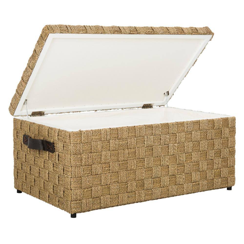 Ashban Coastal Woven Seagrass 39" Coffee Table Trunk in Burlap Brown