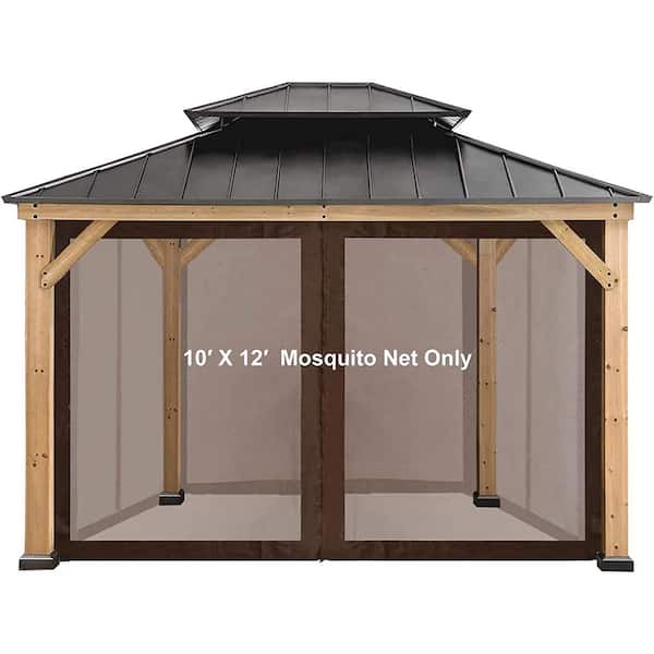 CoastShade 10 ft. x 12 ft. Replacement Gazebo Mosquito Netting Screen Sidewalls Brown