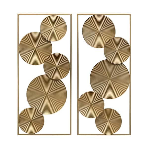 Stratton Home Decor Set of 2 Metal Wall Panels with Gold Finish S51424 The Home Depot