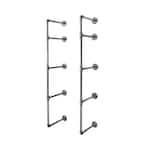 1/2 in. Black Pipe 11.75 in. D x 48.5 in. H Wall Mounted 4-Tier Shelf Kit