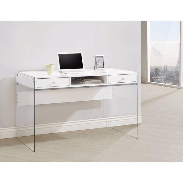 white and clear desk