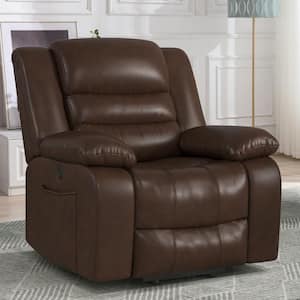 38.2 in. W Brown Leather Lift Recliner Chair with Dual Motor, Oversized Power Recliners with Electric Massage Heating