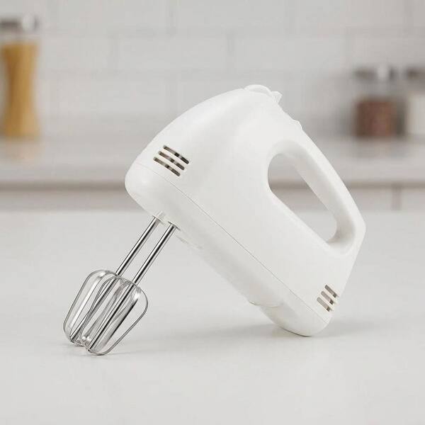 Stainless Steel Handheld Mixer Set Electric Hand Mixer with 5-Speeds Mixing Bowls Whisks Beaters Baking, Silver