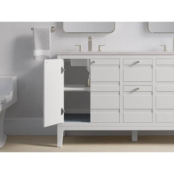KOHLER Helst 60.12in. Double Sink Freestanding White Bath Vanity with White Quartz Top Assembled