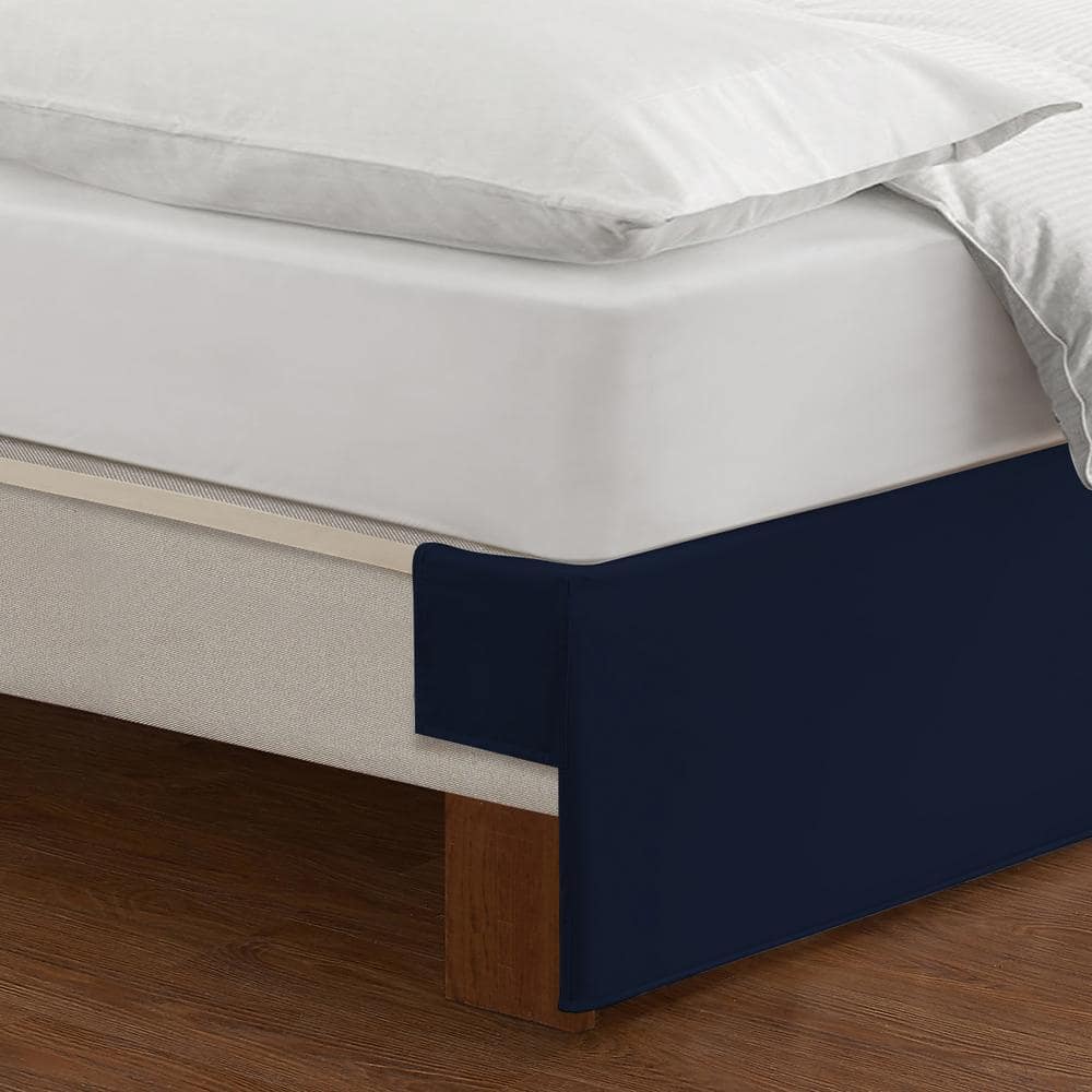 Navy Blue Polyester King Wrap-Around Bed Skirt