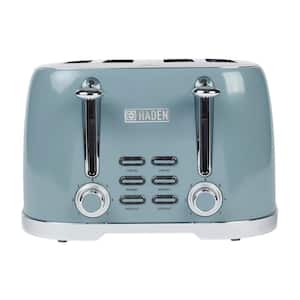 Brighton 1500-Watt 4-Slice Wide Slot Skye Blue Toaster with Removable Crumb Tray and Adjustable Settings