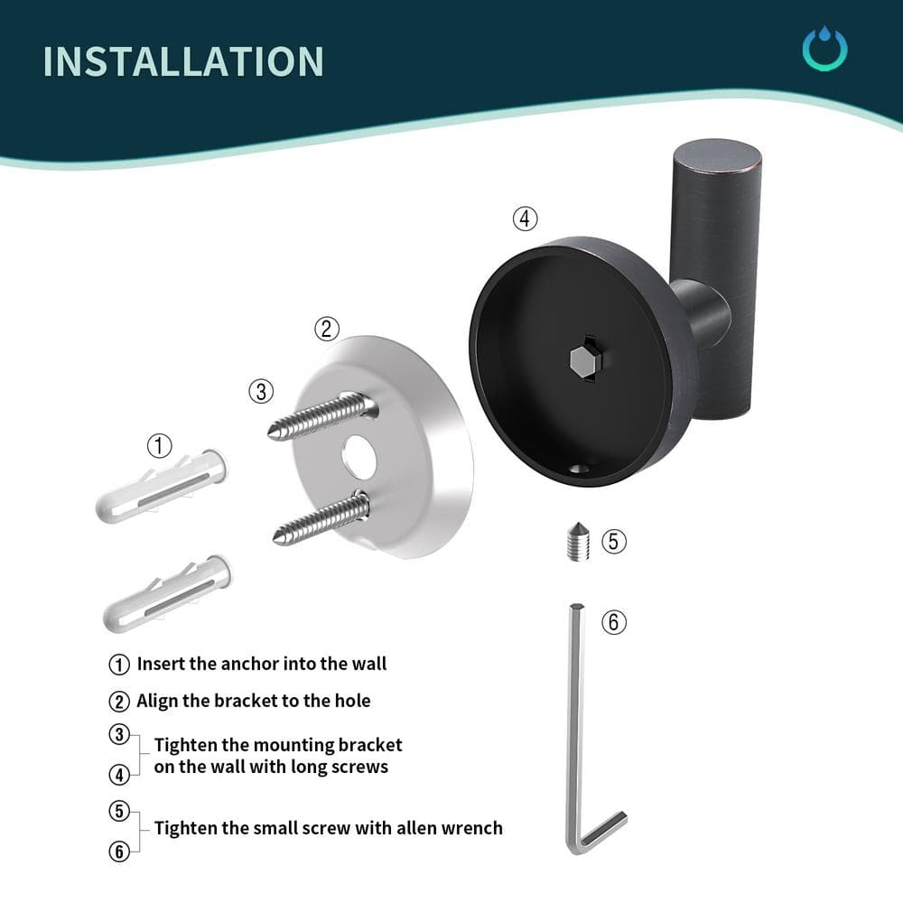 Oil Rubbed Bronze Wall Mounted Double Robe Hooks, 2-Pack