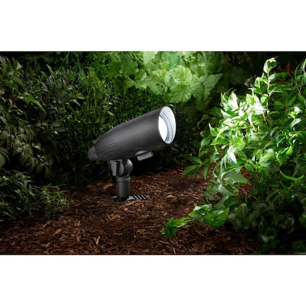 370/680 Lumen Black Hardwired Low Voltage LED Adjustable Light Color Outdoor Spotlight or Flood Light with Clear Lens