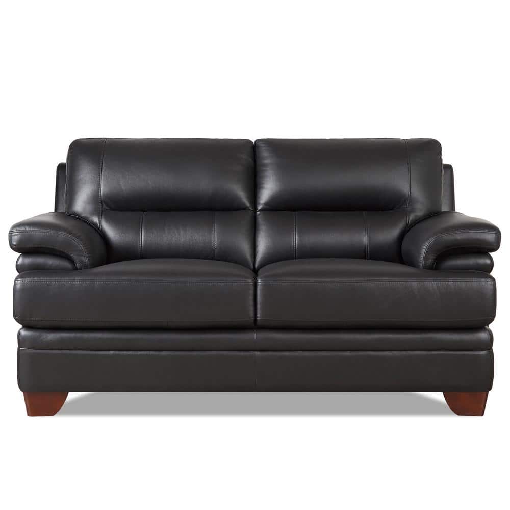 Luxor 66 in. Black Top Grain Leather 2-Seater Loveseat with Memory Foam price history on PriceWatchPro