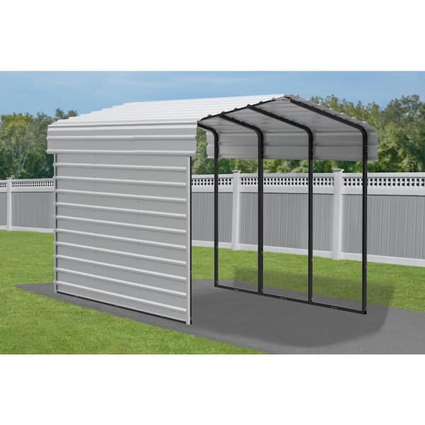 10 ft. W x 15 ft. D x 9 ft. H Eggshell Galvanized Steel Carport with 1-Side Wall Kit