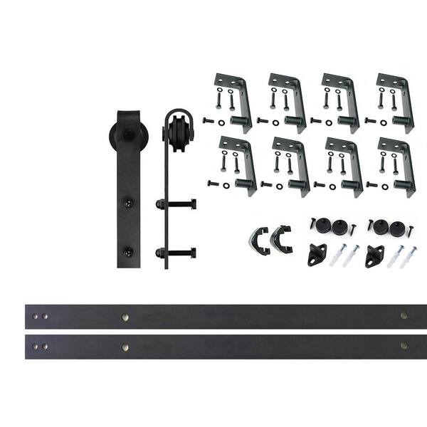 HOMACER 10 ft./120 in. Black Rustic Ceiling Mount NonBypass Sliding