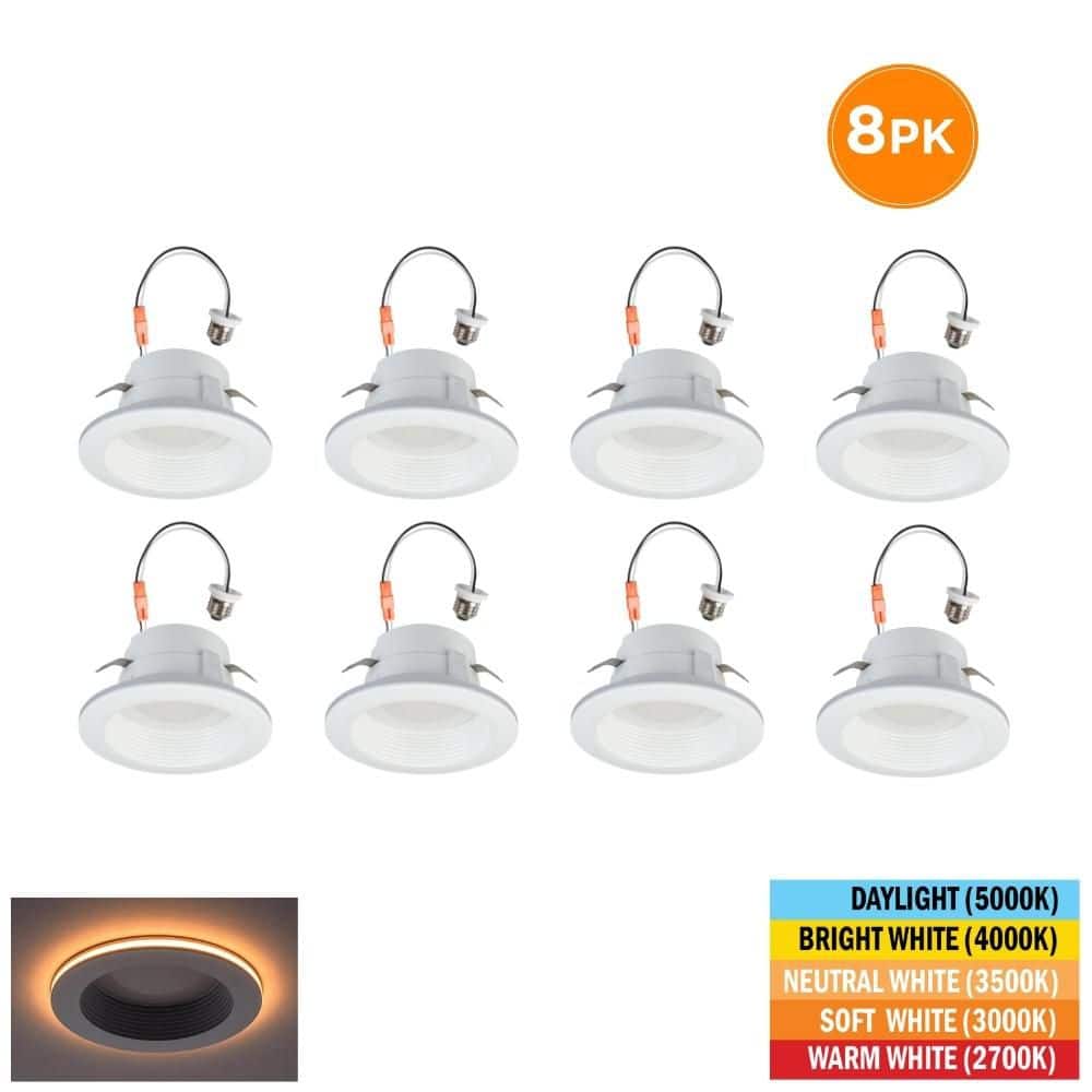 4 in. Adjustable CCT Retrofit Integrated LED Recessed Downlight Trim with Night Light 625LM Kitchen Lighting (8-Pack) price history on PriceWatchPro