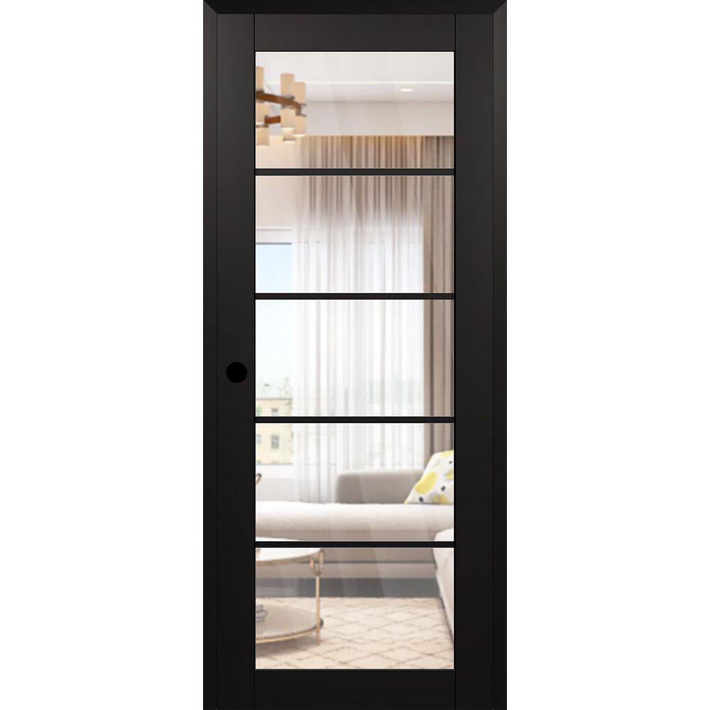Vona 5 Lite DIY-Friendly 28 in. x 84 in. Right-Handed Clear Glass Black Matte Composite Single Prehung Interior Door price history on PriceWatchPro
