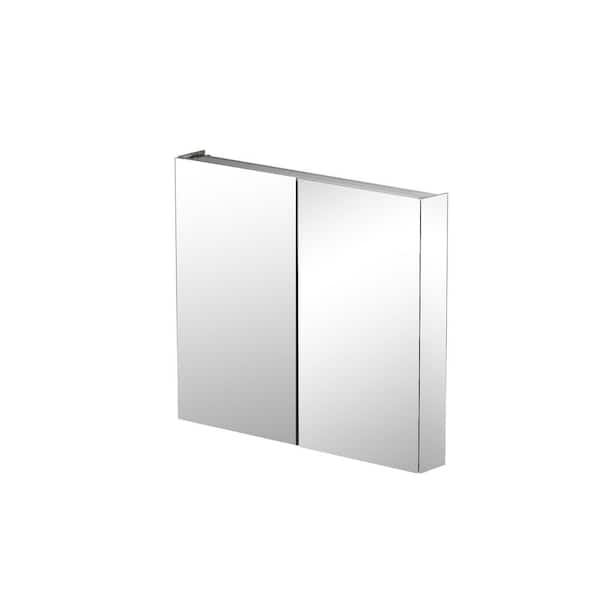 Aosspy Modern 30 in. W x 26 in. H Recessed/Surface Mount Rectangular Aluminum Medicine Cabinet with Mirror