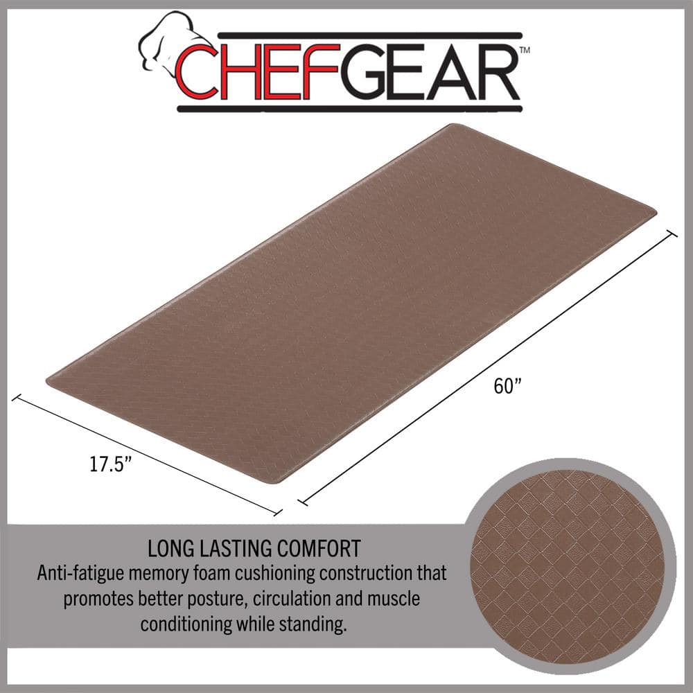 Mocha Brown PVC Anti-Fatigue Kitchen Mat 17.5" x 60"