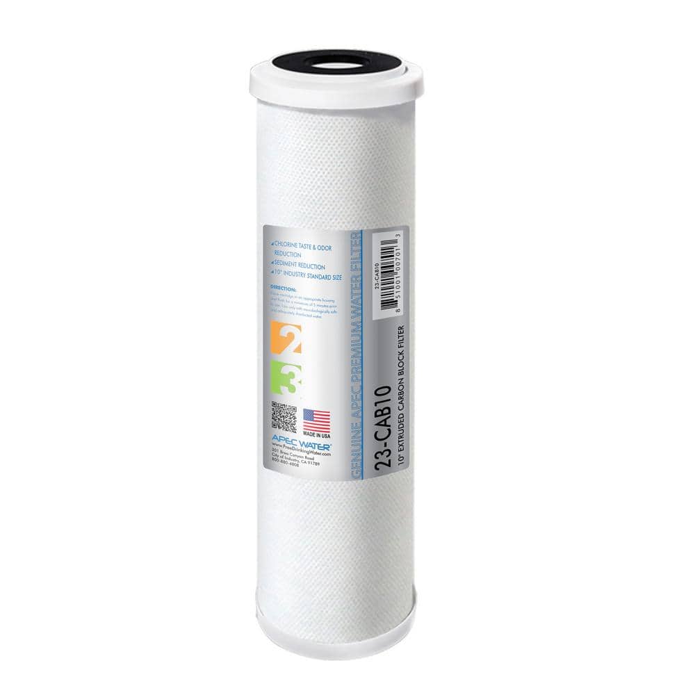 10-Inch White Carbon Block Water Filter for Under Sink