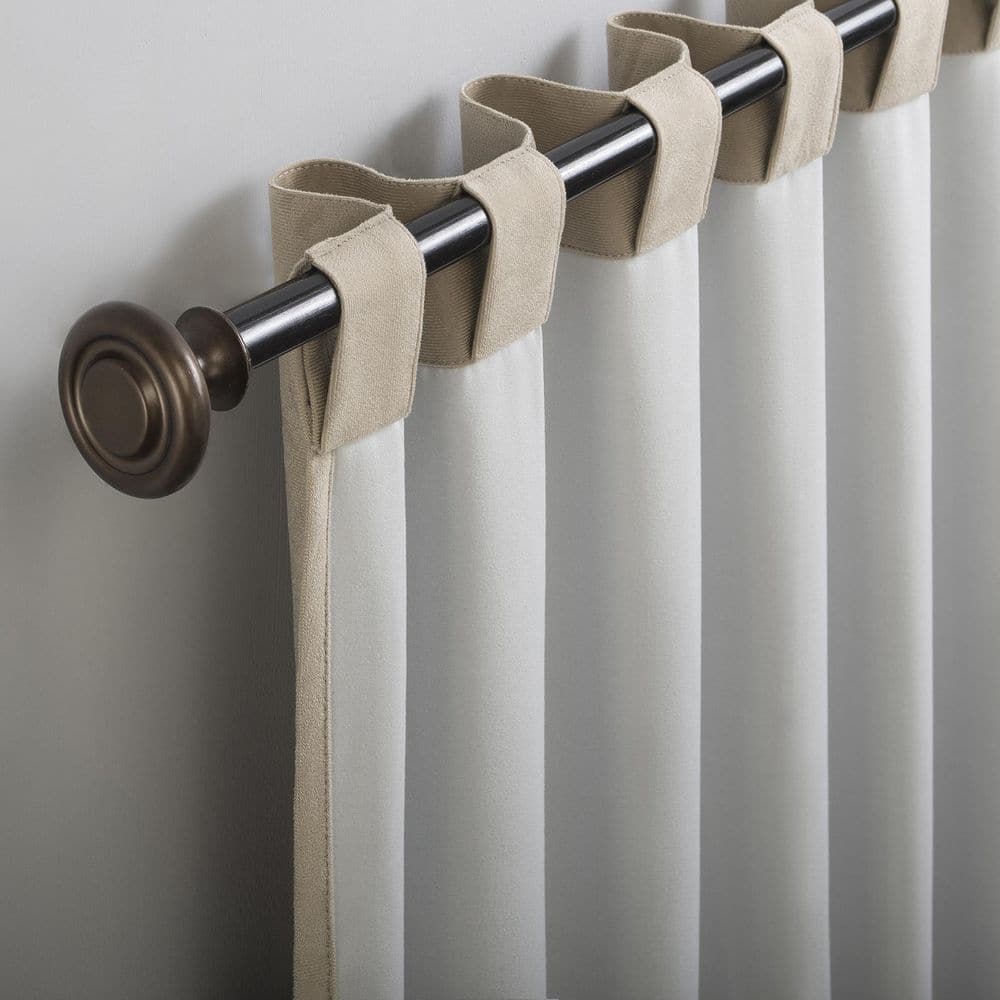 Ecru Velvet Blackout Thermal Back Tab Curtain Panel