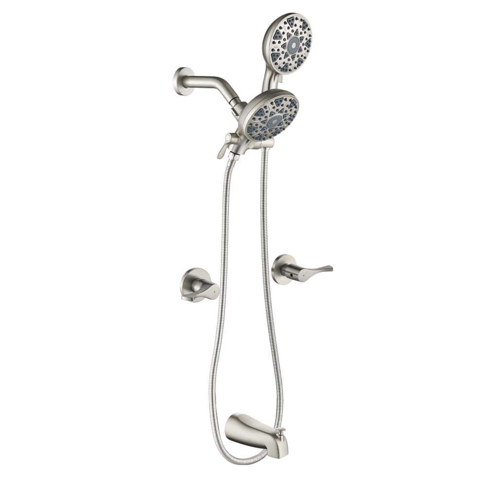 Double Handle 6-Spray Tub and Shower Faucet 1.8 GPM in Brushed Nickel (Valv