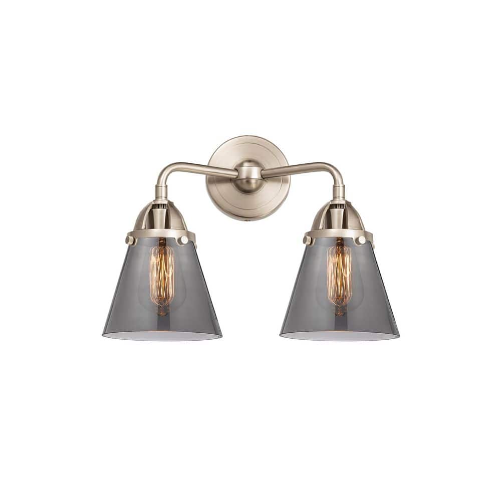 Cone 14.25 in. 2-Light Brushed Satin Nickel Vanity Light with Glass Shade price history on PriceWatchPro